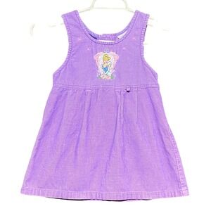 Vintage Disney Classics Girls Purple Corduroy Cinderella Pinafore Dress Size 4T